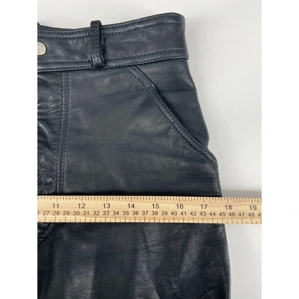 Dynamic MQP Pants Mens Black 32‎ US Motorcycle Leather Cargo Snap Leg Biker Y2K